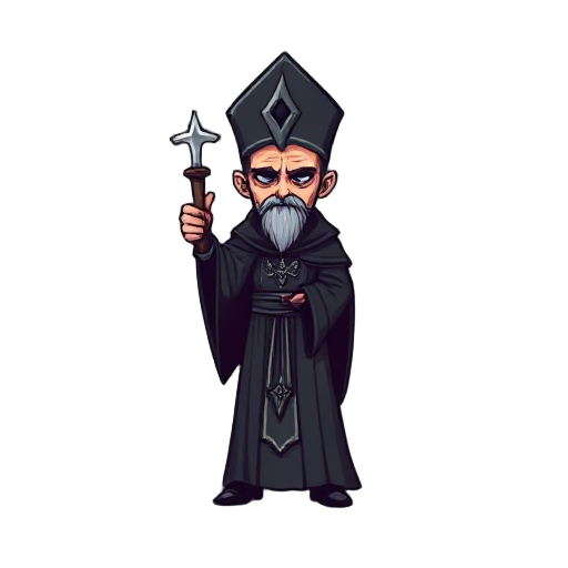 very pixelated priest, gothic style, adult proportions
