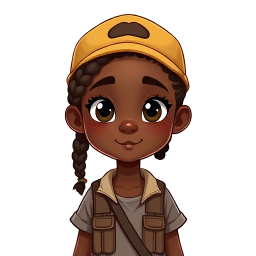 black young girl with braids in a camp attire