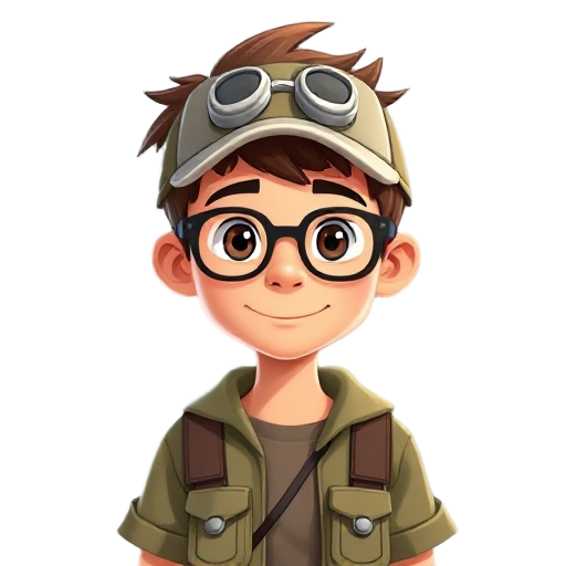 young boy with glasses in a camp attire 
