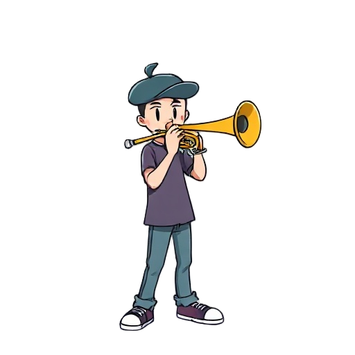 trompetista, no estilo de pokemon gba, adolescente 