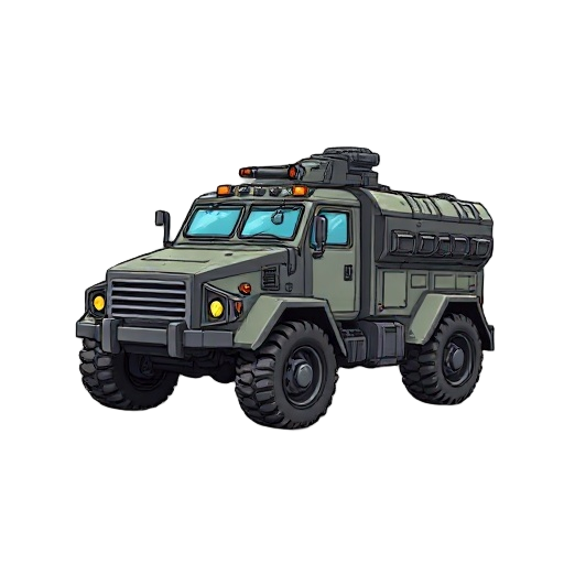 an armored truck in the style of metal slug sprites