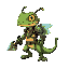 gecko with bug armor and insect part weapon sprite