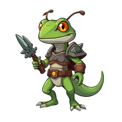 gecko with bug armor and insect weapon sprite