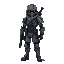 a bounty hunter with a robot arm