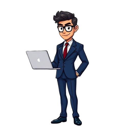 um empresário elegante de meia-idade, vestindo um terno azul marinho impecável e gravata vermelha, digita com foco absoluto em seu laptop prateado en                                                   