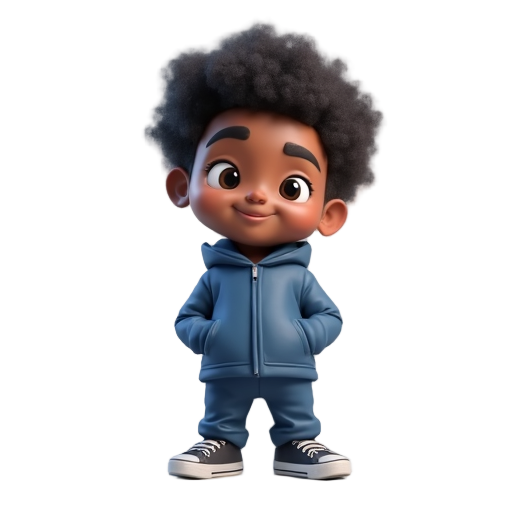 personaje de pelo negro pantalón negro chaqueta azul y un tapabocas negro haciendo una poses de canto hacia arriba, hacía abajo, hacia la izquierday hacia la derecha 