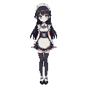 absurd,8k,hot,1girl,black hair,maid's clothes,stockings,blue eyes,masterpiece,best quality,amazing quality