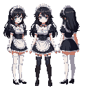 absurd,8k,hot,1girl,black hair,maid's clothes,stockings,blue eyes,masterpiece,best quality,amazing quality