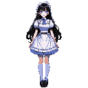 absurd,8k,hot,1girl,black hair,maid's clothes,stockings,blue eyes,masterpiece,best quality,amazing quality