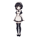 absurd,8k,hot,1girl,black hair,maid's clothes,stockings,blue eyes,masterpiece,best quality,amazing quality