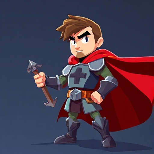 crusader with red cape