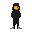 an 8-bit pixel art character sheet featuring a minimalist streetwear character with a perfectly round yellow smiley face, a black bucket hat, a black hoodie, simple black pants, and high-top sneakers.