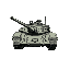 a modern tank, seen from the top, with its cannon pointed downwards