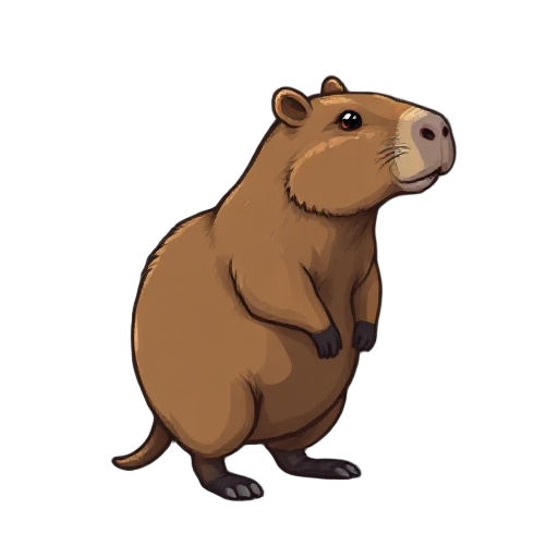 old 16-bit video game style capybara from side view standing on four legs