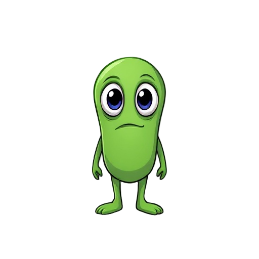 a green slime with 2 eyes 2 legs facing front
