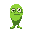 a green slime with 2 eyes 2 legs facing front