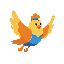 bird with a yellow-orange color, but with a blue belly and the feathers on its head forming a cockade  make him fly, flapping his wings up and down