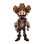 faça um cowboy moreno com barba e com cara de mau