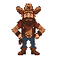 faça um cowboy moreno com barba e com cara de mau