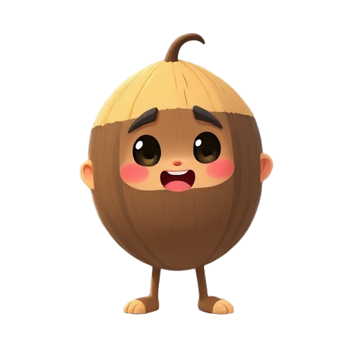 crie um personagem e sua animação sendo ele um coco 