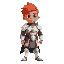 a guy with brown skin and red blonde hair wearing a white armor