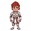 a guy with brown skin and red middle hair wearing a white armor