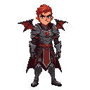 a guy vampire with brown skin and red blonde hair wearing a white armor