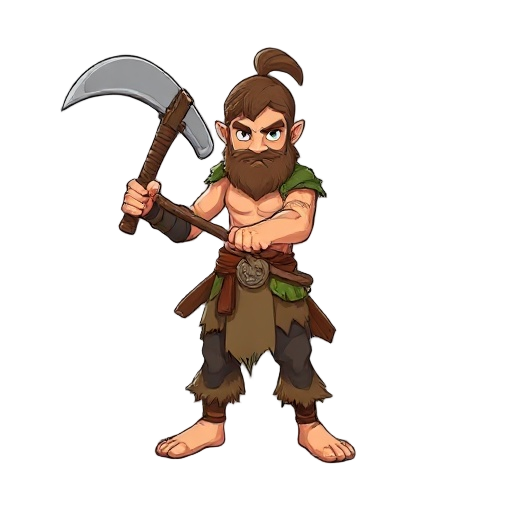 a warrior character wielding a massive claymore, wearing frayed hemp pants and no shoes
