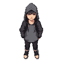 young 16 years with a hood 
