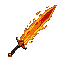 "design a sword that embodies the essence of blood and fire, merging these elements into a striking, cohesive visual theme. the blade should appear as though it is forged in fire, with molten textures
