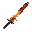 "design a sword that embodies the essence of blood and fire, merging these elements into a striking, cohesive visual theme. the blade should appear as though it is forged in fire, with molten textures