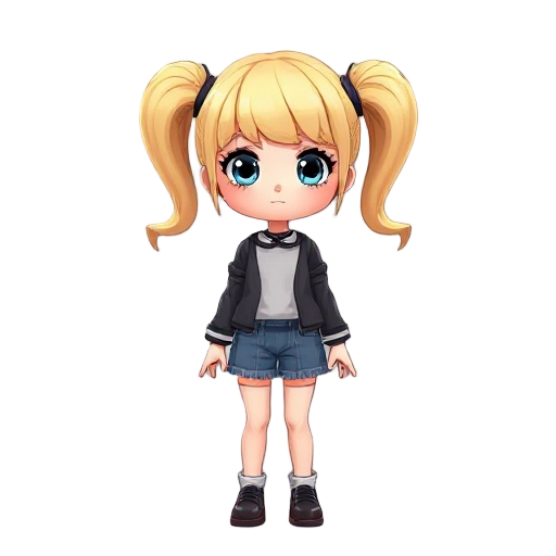 i want a 2.5 head tall blonde doll girl with twin ponytails