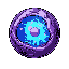 multiversal ball, with a blue universe inside it and an purple energy core in the middle