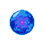 multiversal ball, with a blue universe inside it and an purple energy core in the middle
