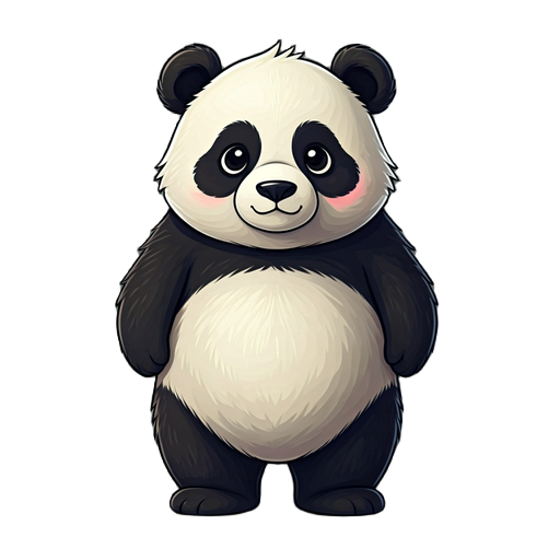 cute cartoon chubby panda in the style of tamagochi to be used as a virtual pet