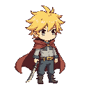 boy,metriodvania,cape,tunic,yellow hair,gunblade