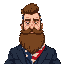 man with big beard and guile suit with american flag as bandana