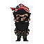 man with big black beard and bushy forest guile suit with american flag as bandana on head, wearing sun glasses, chibi art