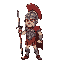 thracian gladiator detailed helmet with high crest and curved sword  armored greaves short tunic no background static sprite, retro roman 