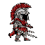 thracian gladiator detailed helmet with high crest and curved sword  armored greaves short tunic no background static sprite, retro roman 