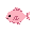 cute pink flatfish character, side view, flat and round body, small fins slightly raised as if about to flap, cartoon mascot style, designed for a 2d platformer game, simple and clean design, bright pastel colors, chibi proportions, white background
