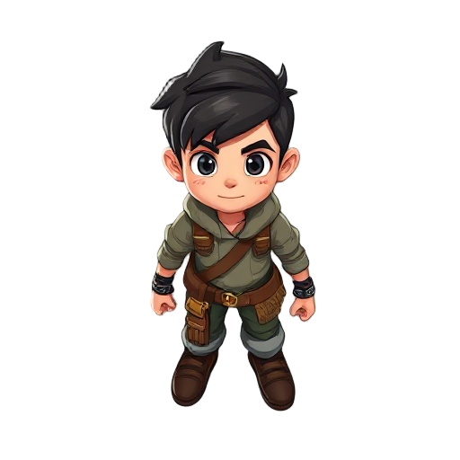 survival player top down game main character young