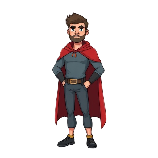 a man wuth a red cape