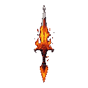 design a sword with the essence of blood and fire, merging these elements into a striking, cohesive visual theme. the blade should appear as though it is forged in fire, with molten textures 