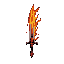 design a sword with the essence of blood and fire, merging these elements into a striking, cohesive visual theme. the blade should appear as though it is forged in fire, with molten textures 