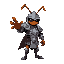 an ant knight with armor and helmet, stretching out his hand