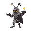 an ant knight with armor and helmet, stretching out his hand to control an object