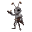 an ant knight with armor and helmet, stretching out his hand to control an object