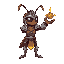 an ant knight with armor and helmet, stretching out his hand to control an object