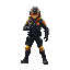 cyberpunk cop,details, idle position, yellow and red neon, running, sidescroller style